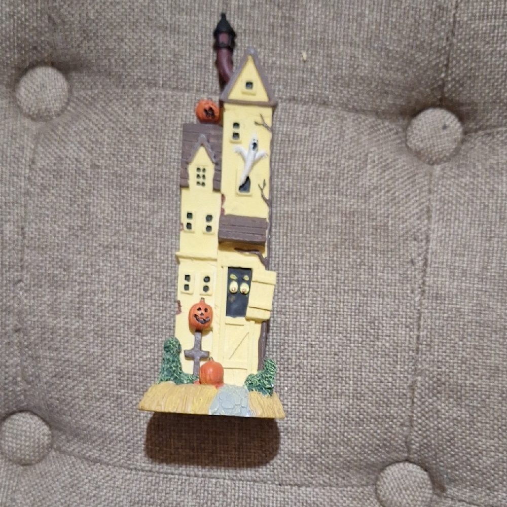 Avon Vintage Halloween Haunted House Figurine - Yellow and Orange